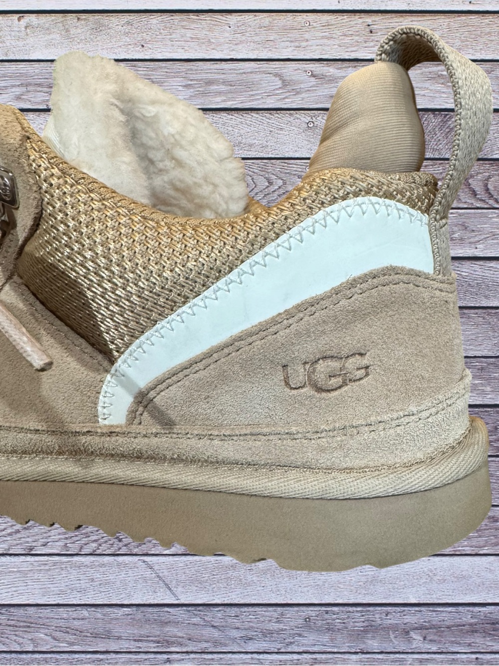 UGG Lowmel Sneakers Sand Tan Chunky Viral Suede Ankle Booties Size Hack 7.5 / 8 - Picture 12 of 16